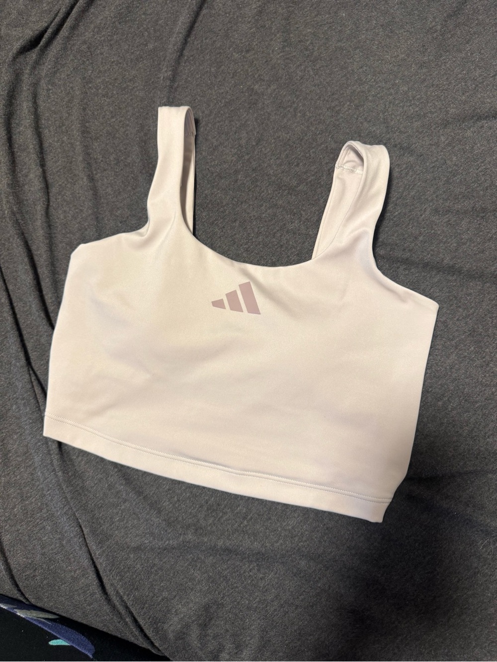 adidas Pale Pink Tight-Fit Sports Bra with Subtle Logo